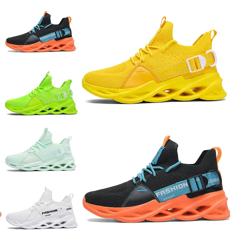 De Boa Qualidade Não-marca Homens Mulheres Correndo Sapatos Lâmina Respirável Sapato Preto Branco Verde Laranja Amarelo Homens Treinadores Ao Ar Livre Sports Sneakers Tamanho 39-46