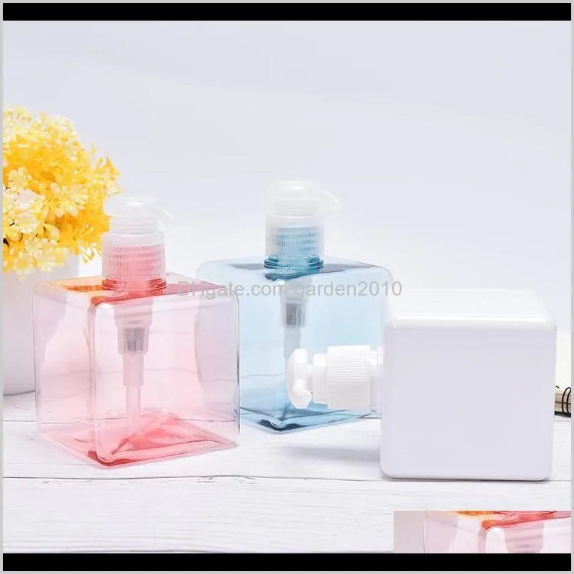 250ml transparent plastic liquid soap bottle square push shampoo hand sanitizer dispenser bottle