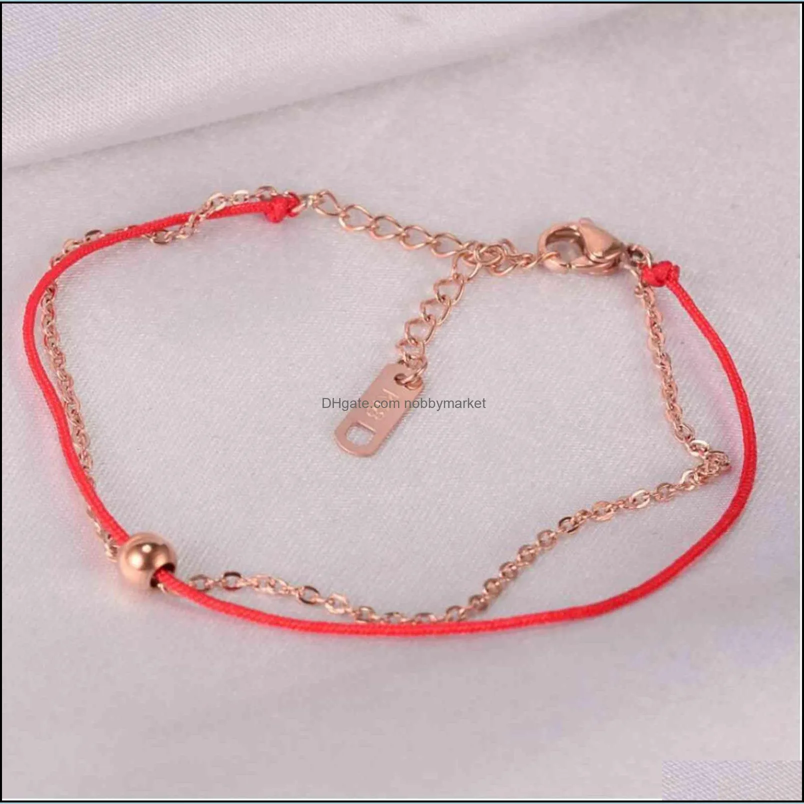 S01 transfer bead 18k rose gold benmingnian Red Rope Bracelet compilation female Korean version simple fashion personalized couple
