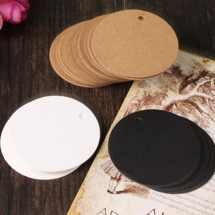 Diameter 5cm Round Kraft Blank Gift Price Hang Tag Wedding Party Favor Cards Packaging Label Free Shipping