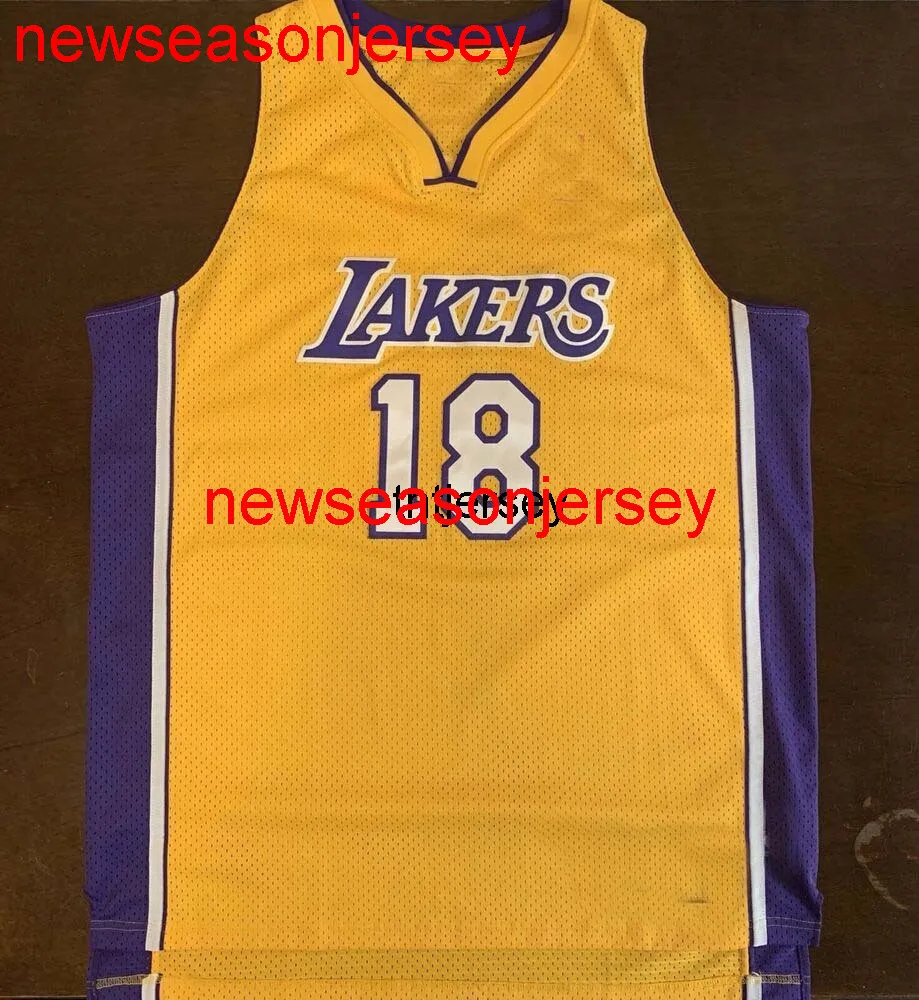 Custom 100 Stitched Sasha Vujacic Basketball Jersey Mens Women Youth Yellow Polyester Quick Dry Anti Shrink Anti Wrinkle Anti Pilling Rip Stop