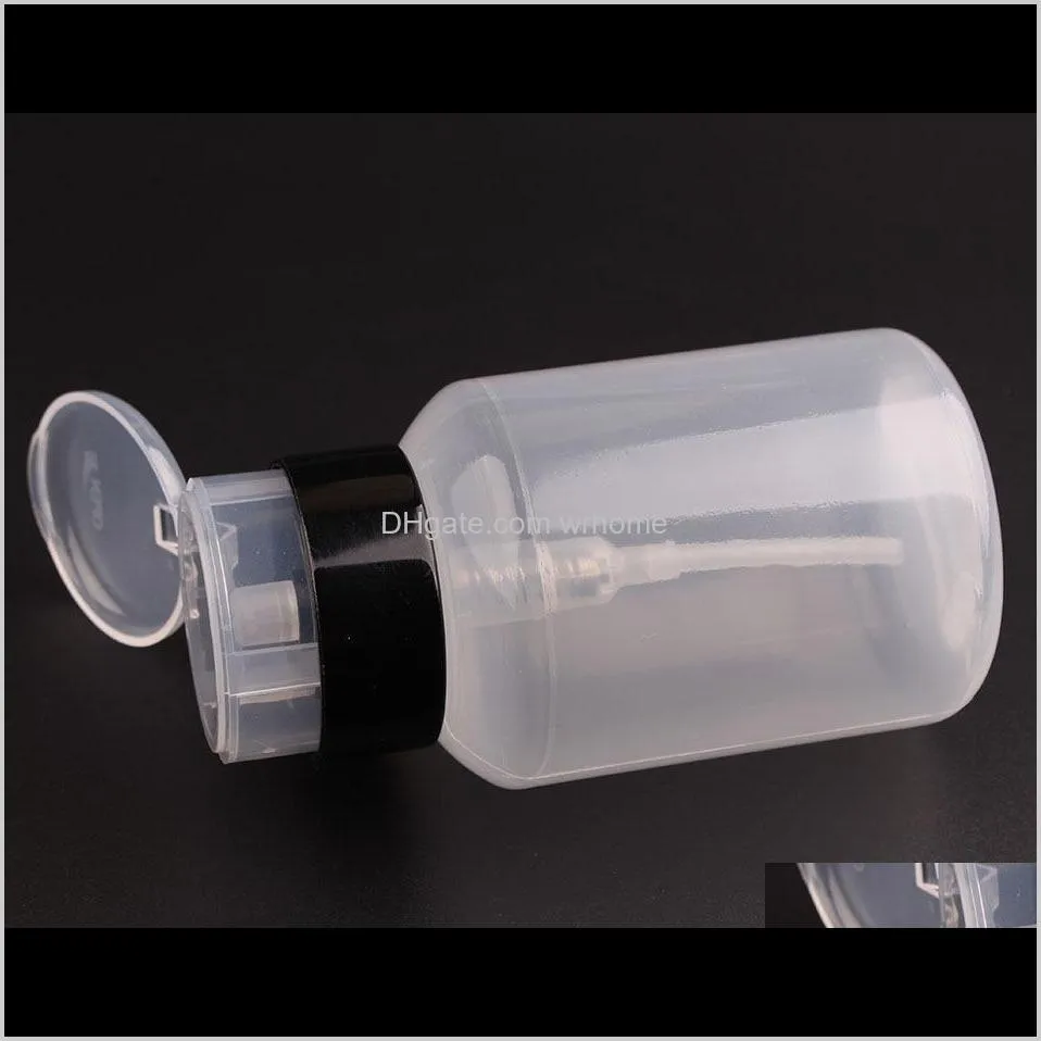 220ml top quality empty pump dispenser liquid uv gel polish nail art polish clean acetone bottle cleanser remover bottle