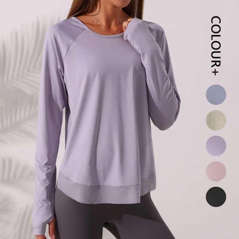 Women Tracksuit Tops Tees T-Shirt Clothing Yoga Blouse Fitness Sports Running Beauty Back Leisure Outdoor Quick-Torking Women's Long Sleeved