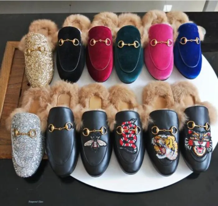 Mules Designers slides Chinelos Mulheres Mocassins Sandálias de Couro Genuíno Sapatos Casuais Princetown Corrente de Metal Sapato Renda Veludo Chinelo deslizar