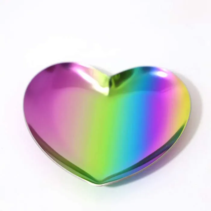 Heart Shape Mini Storage Dishes tobacco Dish Table Decoration jewelry plate Stainless steel WY1287