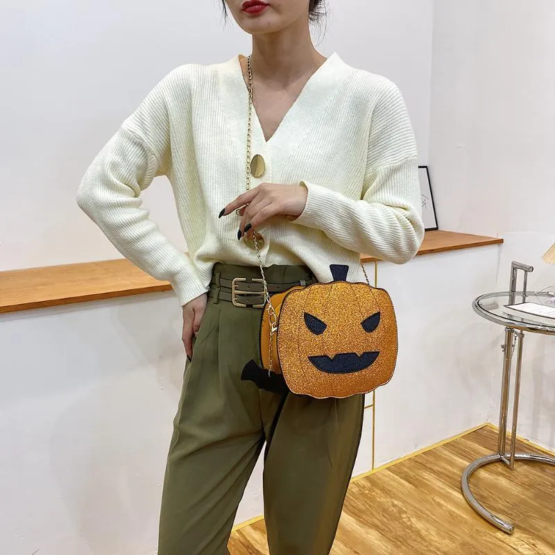 Evening Bags Fun Cute Sparkling Pumpkin Shape Shoulder Bag Daily
