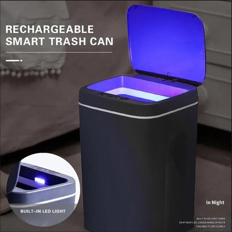 12/14 / 16L Inteligentny śmieci może automatyczne czujnik czujnika odpadków na śmieci elektryczny odpadowy bin domowy śmieci do kuchni na śmieci 211215