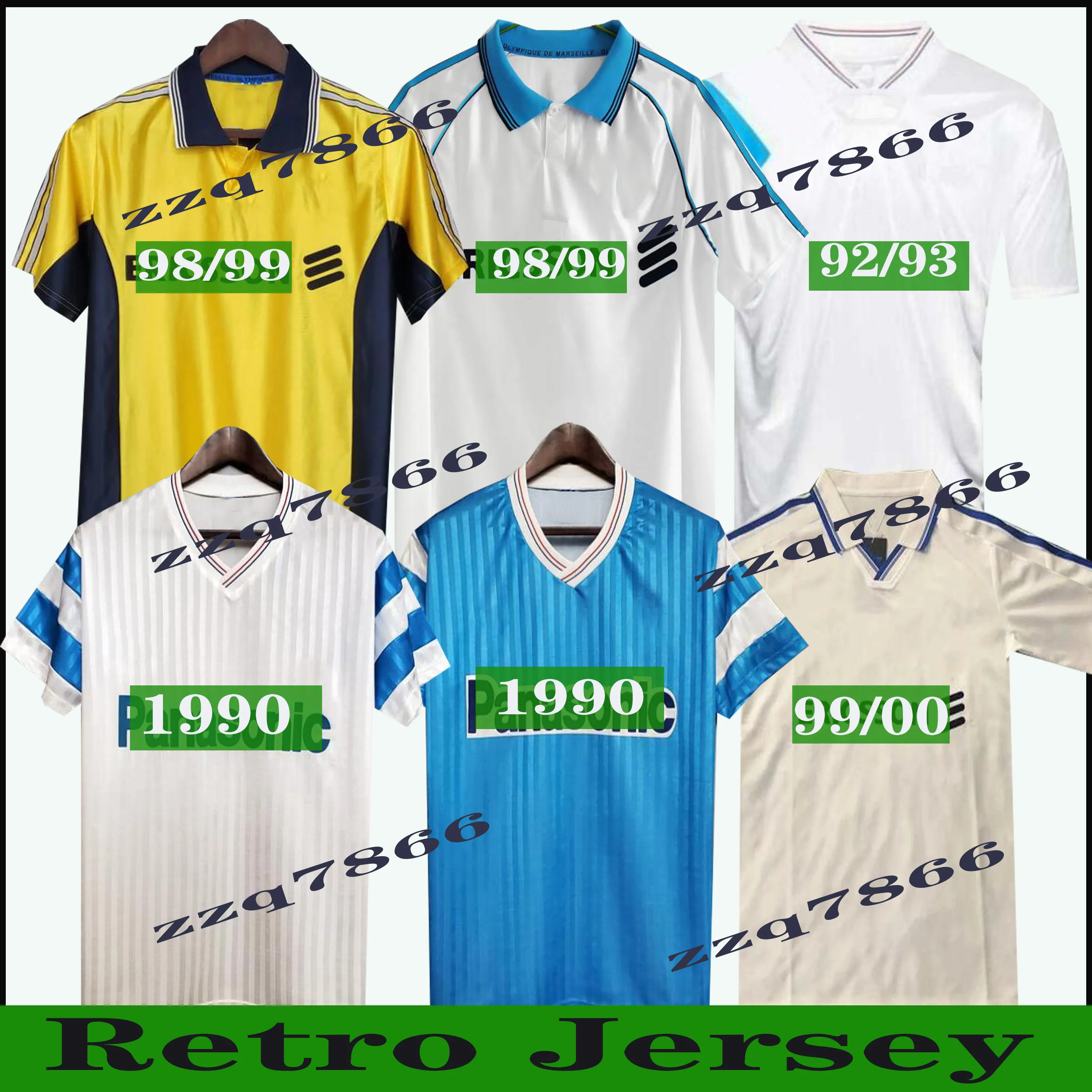 1990 Waddle Retro HOME Fotbollströja 91 92 93 98 99 RAVANELLI Marseilles Cantona Papin PIRES DESAILLY klassisk returfotbollströja