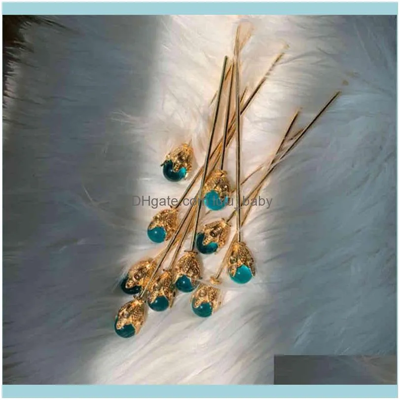 1Pcs Blue Claw Direct Pearl Plate pin Red White Bridal Headdress Hair Sticks Jewelry Ornaments Chinese Ancient Style