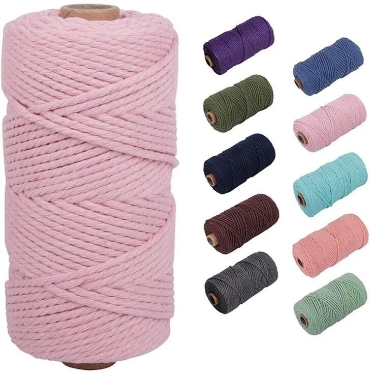 Cordon macramé Textile de maison Corde de coton colorée décoration DIY Tapisserie tissée à la main vêtement en laine tricoté wmq1079