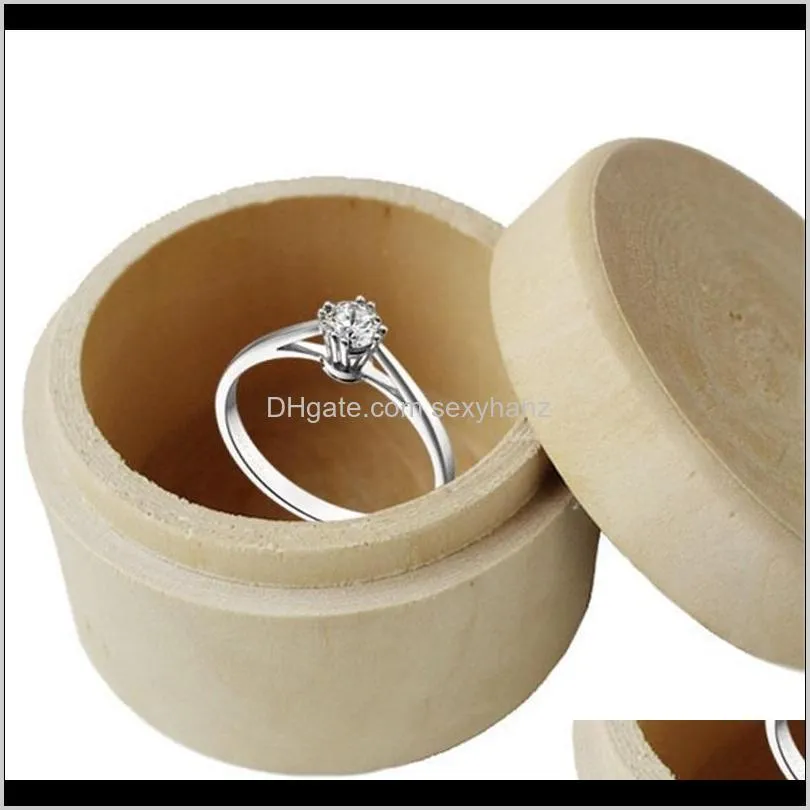 mini round wooden storage boxes ring box vintage decorative natural craft jewelry box case wedding accessories for women gift54 q2