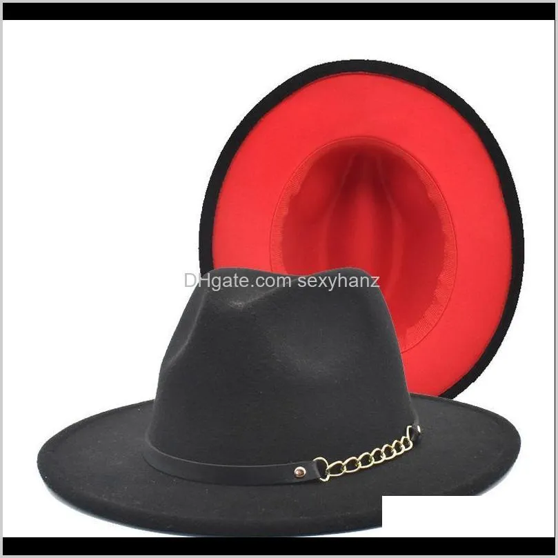 leapord starchain Jazz hats fedora hat mixed colors  hat for women and men winter cap red with black wool bowler1