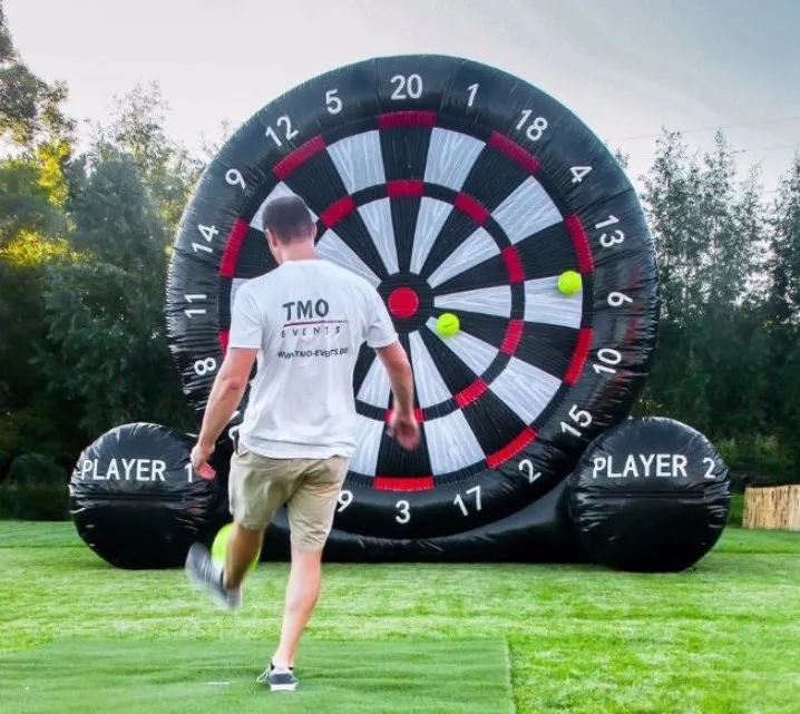 Jeu de fléchettes de football gonflable d'extérieur, avec souffleur et balles