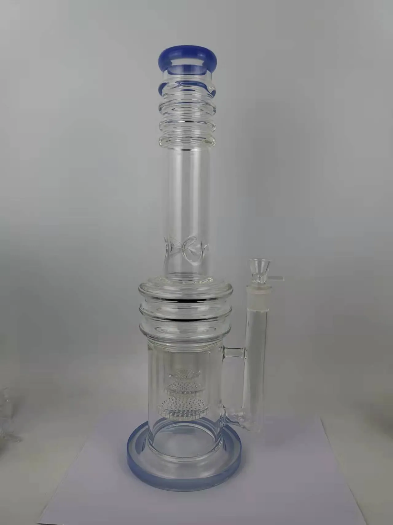 H: 45 cm 18 mm bang en verre de taille commune bleu