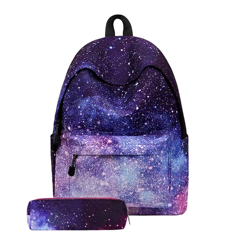 Sacs de plein air # H40 Preppy Girls Sac à dos école pour adolescente double sac à bandoulière Star Sky Imprimer Femmes Voyage Sacs à dos Sac A Dos