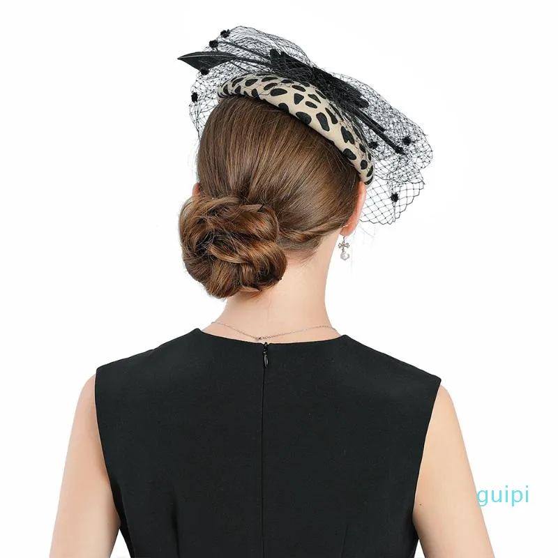 Fascinators Hats Wedding Leopard Pillbox Hat With Veil 100  display picture 3