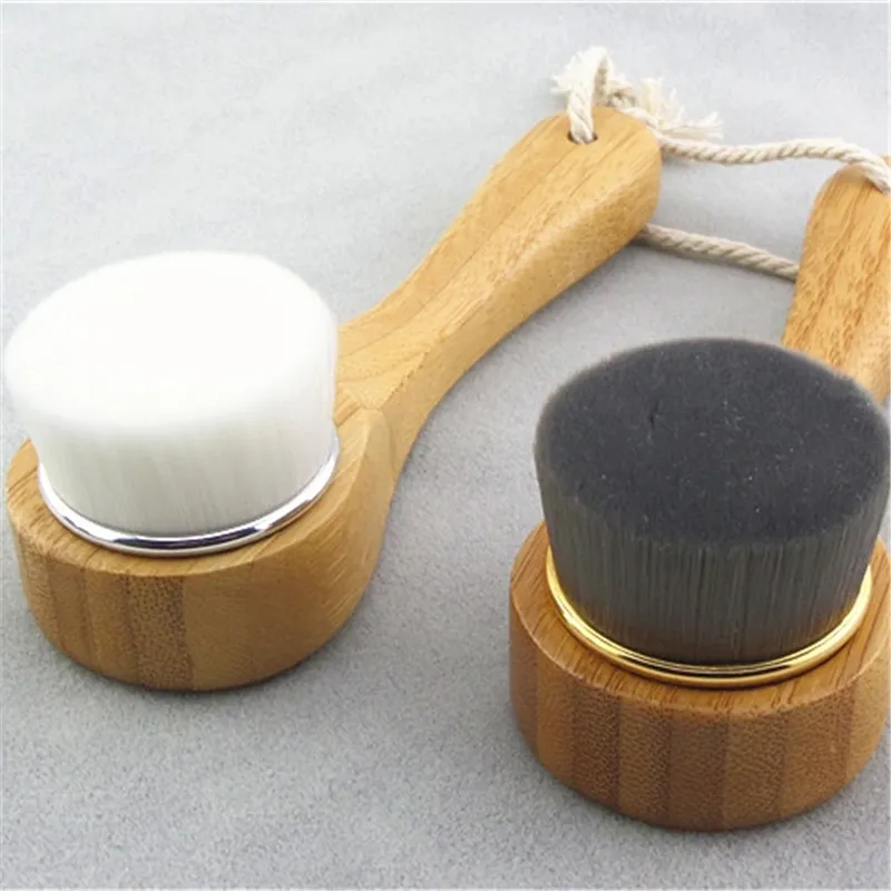 Bamboo Handle Fiber Face Brush Face Spa Wooden Scalp Massage Brush For