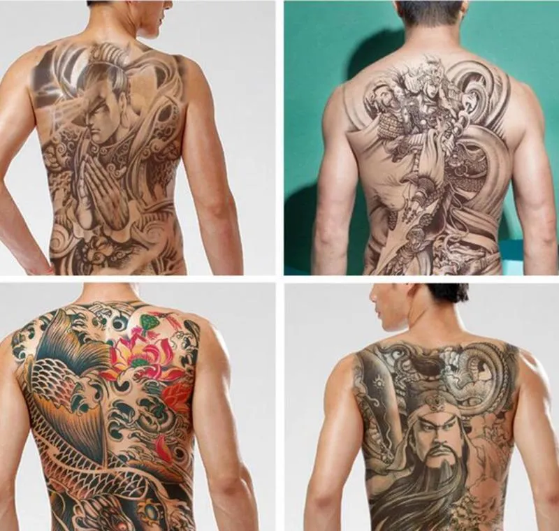men water transfer tattoos sticker chinese god back tattoo waterproof temporary fake tattoo 48x34cm flash tattoo for man b3 c18122801