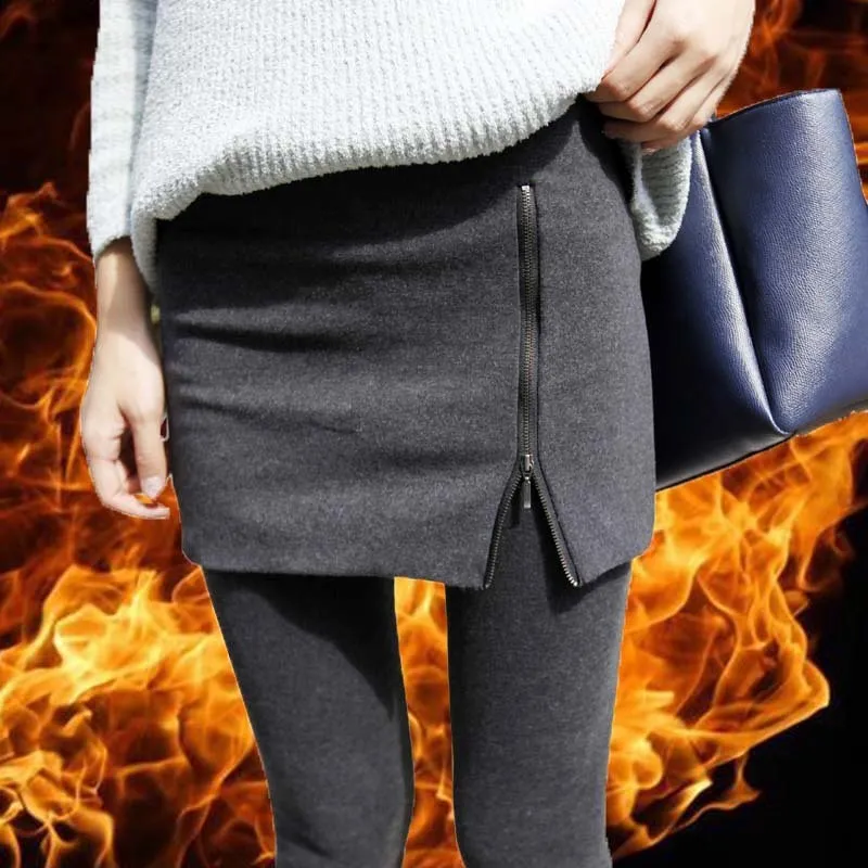 Jupe chaude leggings pour femmes épais velours décontracté femmes coton maigre taille haute pantalon élastique pantalon Streetwear 210428