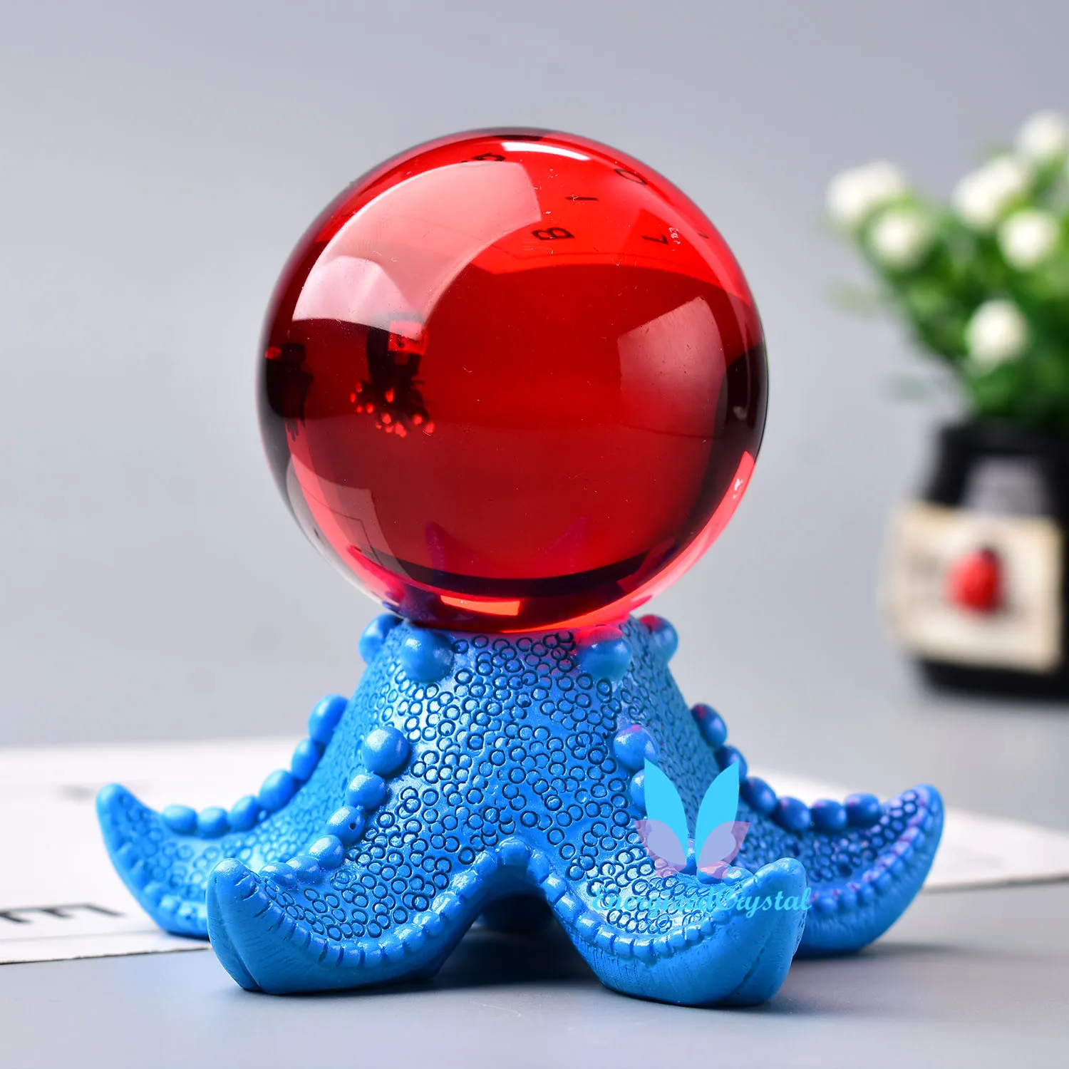 Multi-colored Starfish Crystal Ball Stand Base Room Decor Decoration Holder