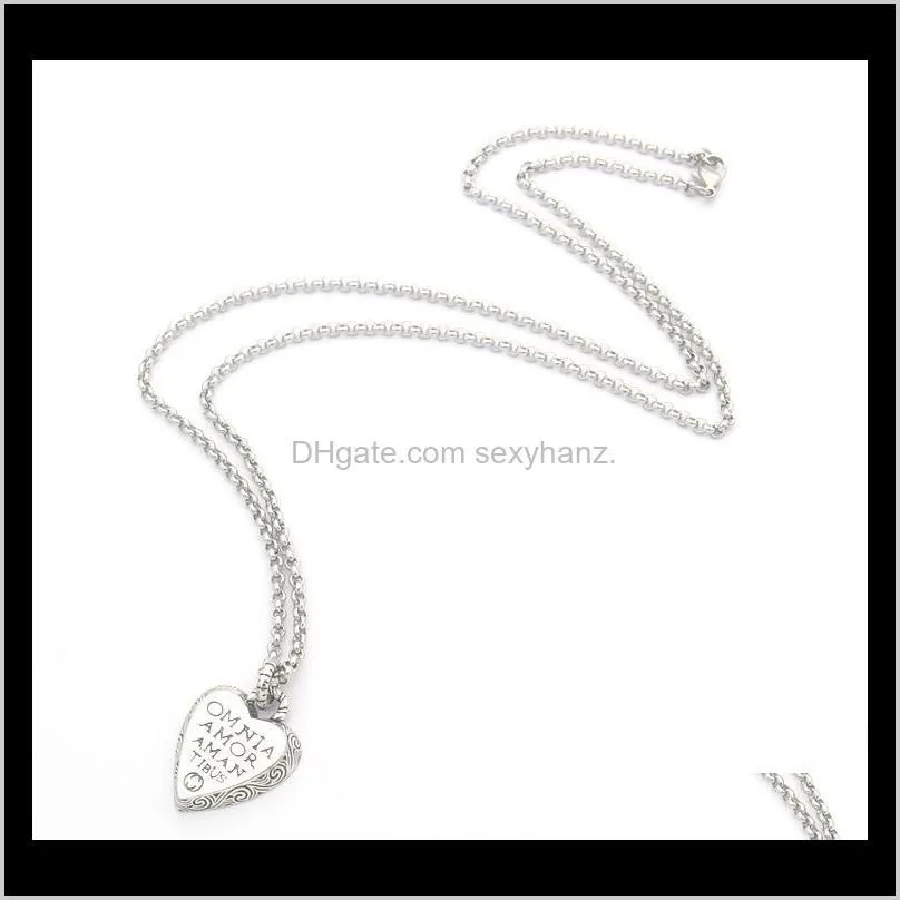 luxury designer jewelry women heart necklace aurous antique silver double side with letters couple necklaces fashion retro ins star