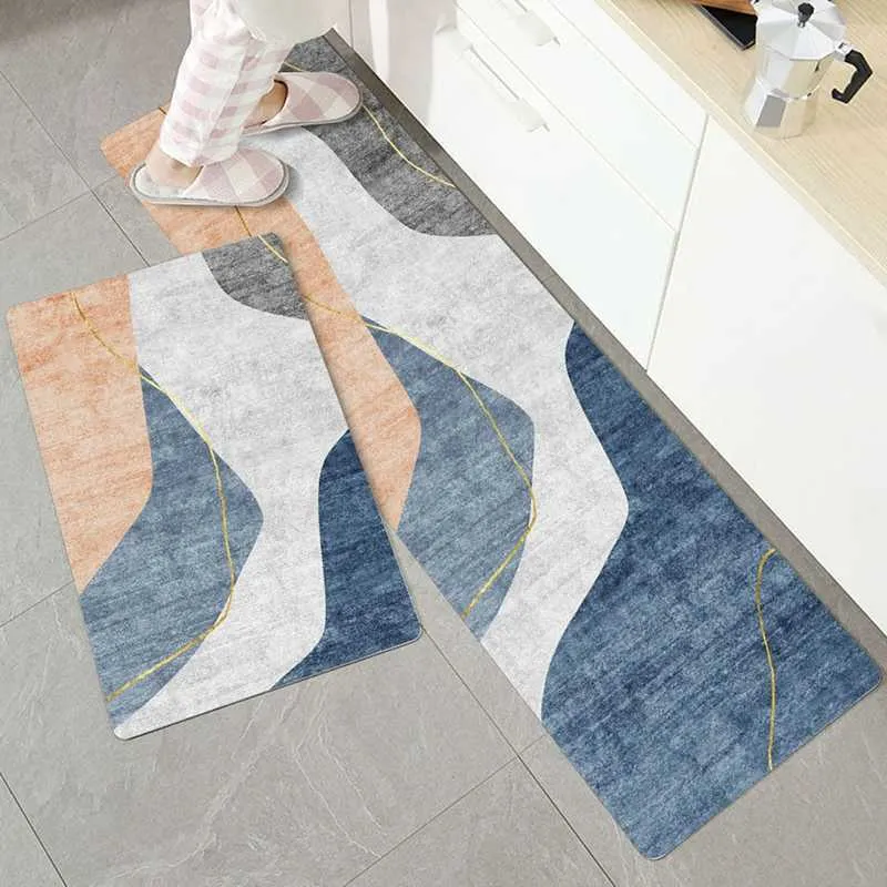 2pcs longs tapis de cuisine tapis de sol antidérapant chambre à coucher entrée paillasson salon tapis salle de bain tapis couloir tapis de sol 210727