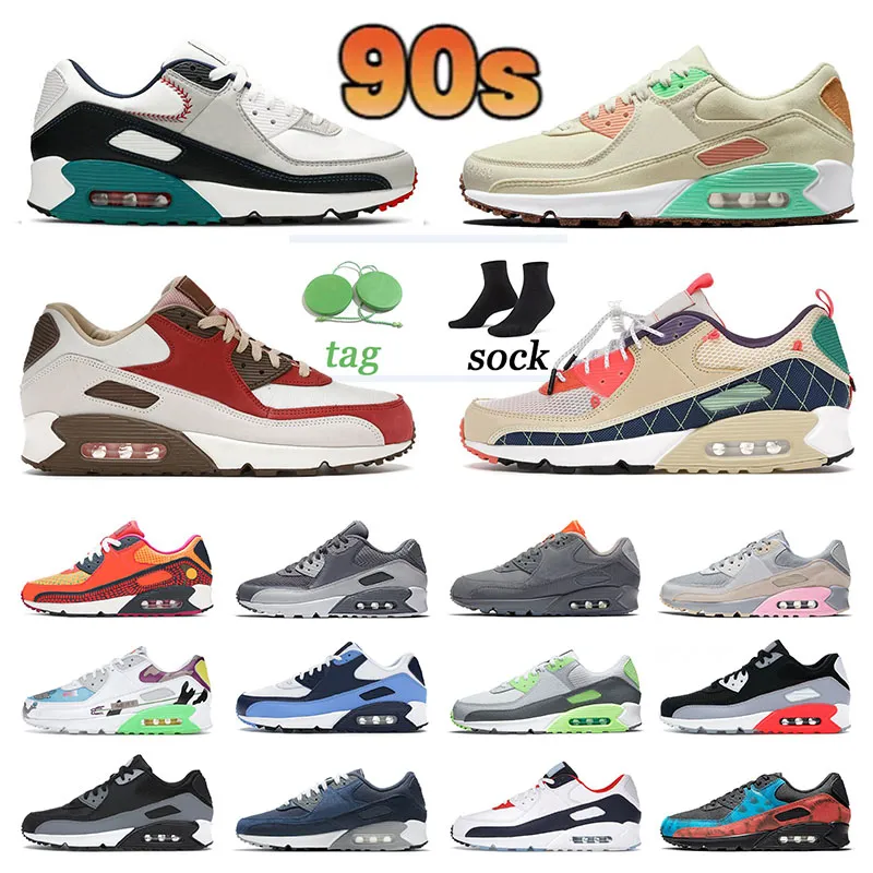 90 90 90 Running Schoenen voor Mens Dames Trainers Unc Surplus Air Max Airmax Griffey Swingman Trail Team Gold Off Big Size US 12 Driepersoons Black White Gum Bacon Sports Sneakers