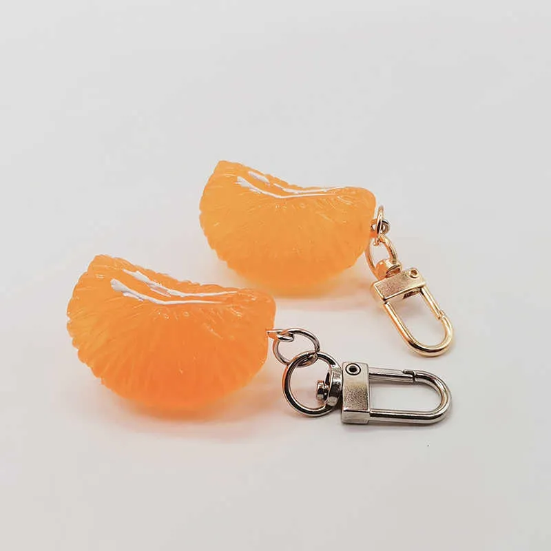 1Pc Simpatico Simulazione Frutta Arancione Portachiavi Portachiavi Per Le Donne Ragazza Gioielli Cartone Animato Borsa Portachiavi Decorazione G1019