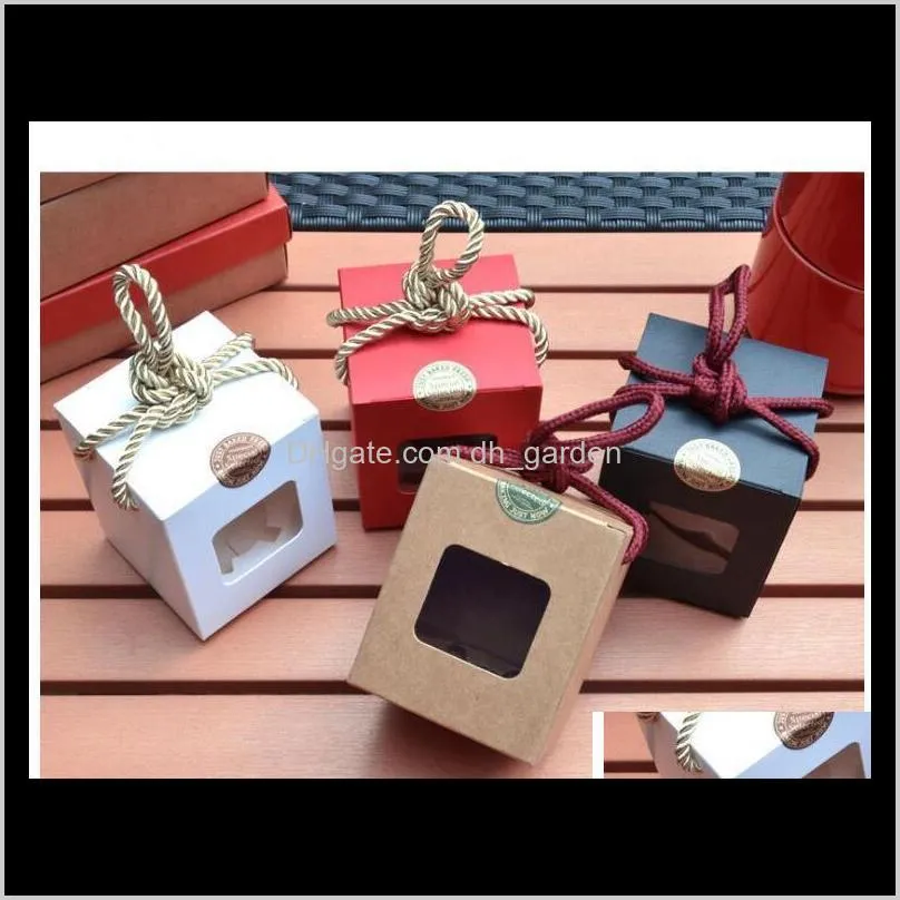 cake boxes transparent window kraft paper box foldable cupcake wrap package valentines day christmas gift packaging boxes sn2334