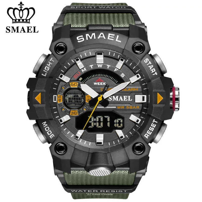 Smael mode sport vattentät klocka män topp lyx märke militär digital quartz armbandsur mens dubbla visning bakgrundsbelysning klocka x0625