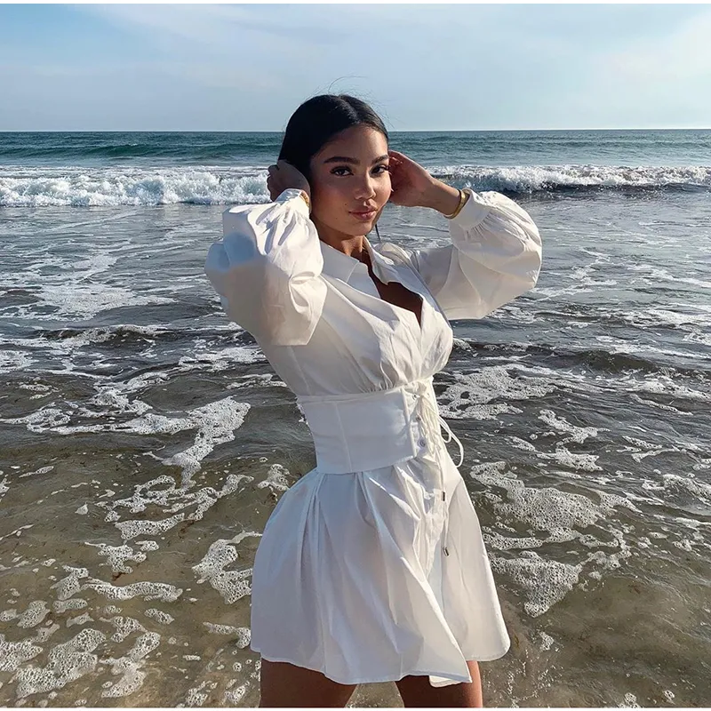 Shirt dress with corset belt sale