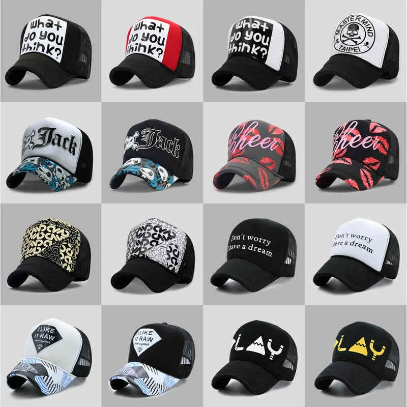 60 kleuren volwassen zomer mesh trucker caps mannen hiphop punk rock snapback hoed vrouwen gebogen baseball cap