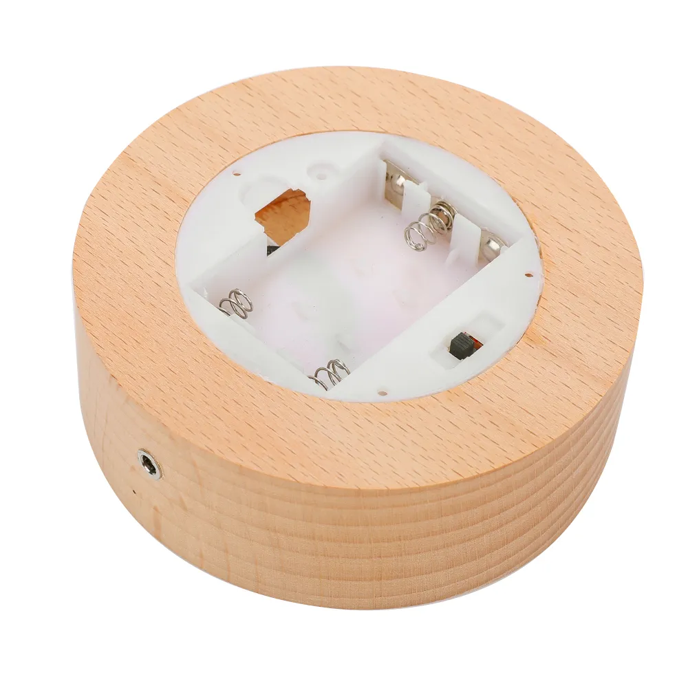3D Wooden LED Lamp Base With Square And Round Design For USB