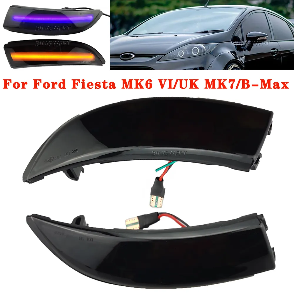 Araba LED Dinamik Dönüş Sinyali Işık Dikiz Aynası Işık Ford Fiesta MK6 VI / İNGILTERE MK7 2008-2017 B-MAX