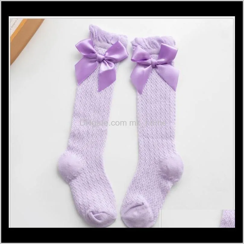 2021 new baby girls socks little girls bow knee high fishnet socks baby toddler bowknot in tube socks kid hollow out sock
