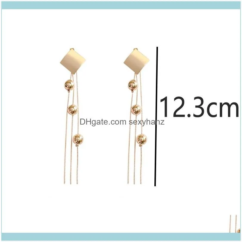 Geometric Matte Gold Earrings for Women Long Style Tassel Circular Shape