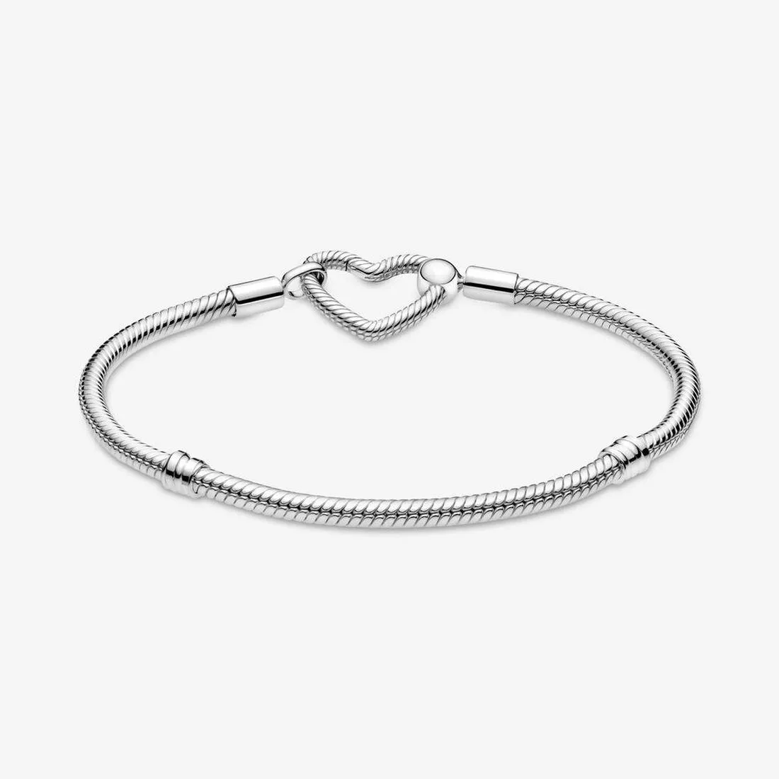 Gioielli di design Bracciale in argento 925 con ciondolo perline adatto a Pandora Moments Chiusura a cuore Catena a serpente Bracciali scorrevoli Perline Stile europeo296k