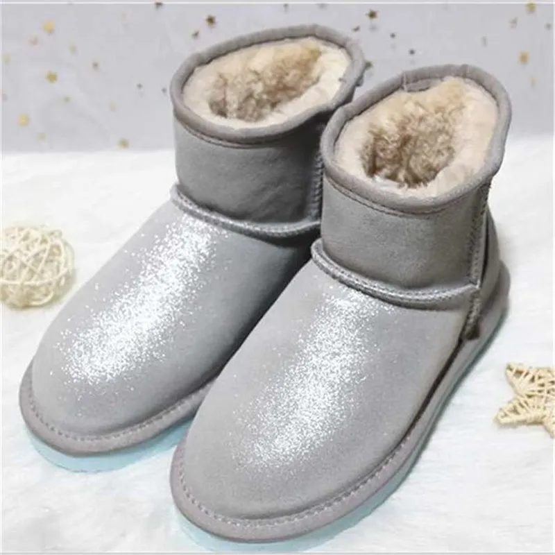 Mode Chaussures Femmes Bottes En Gros Au Détail Classique Peau De Vache En Cuir Véritable Neige Chaud Pour 211022