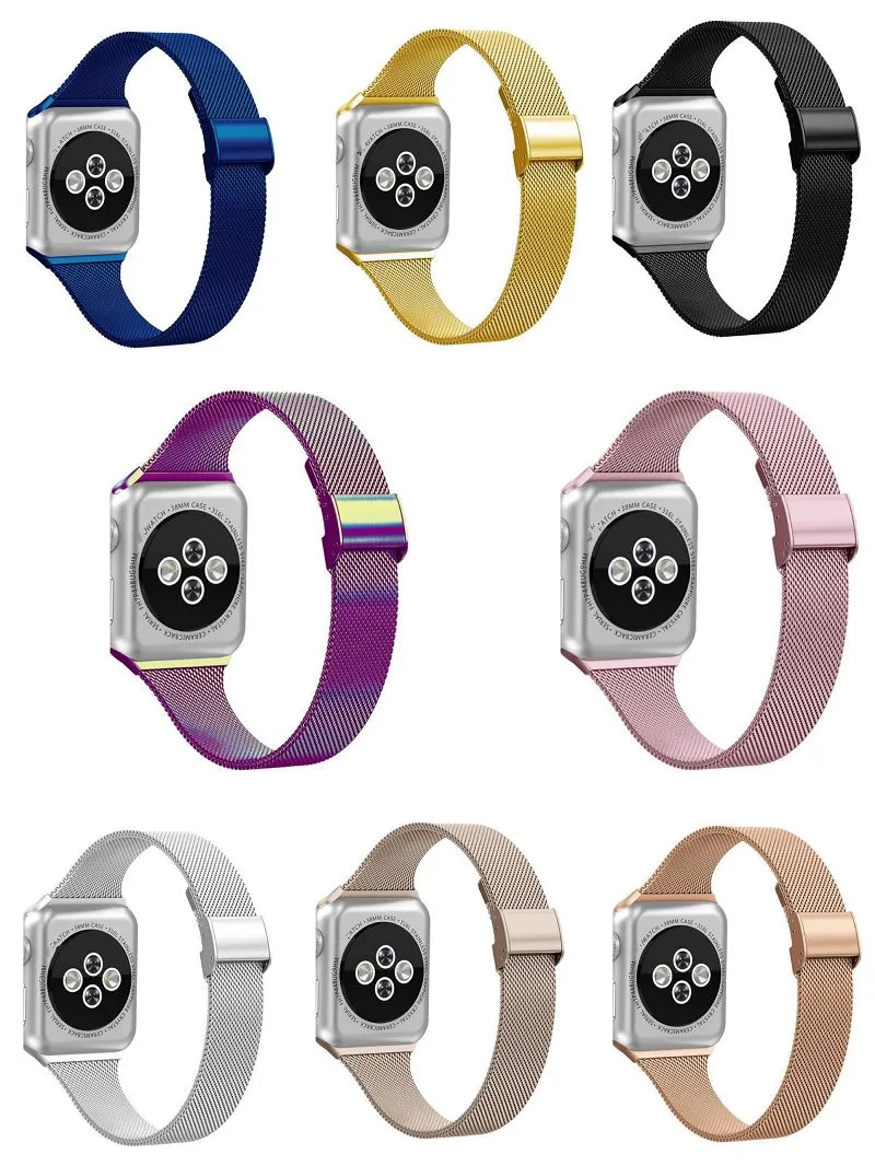 Smartband för Apple Watch Band Smal Milanese Rostfritt stål 38/40 42 / 44mm