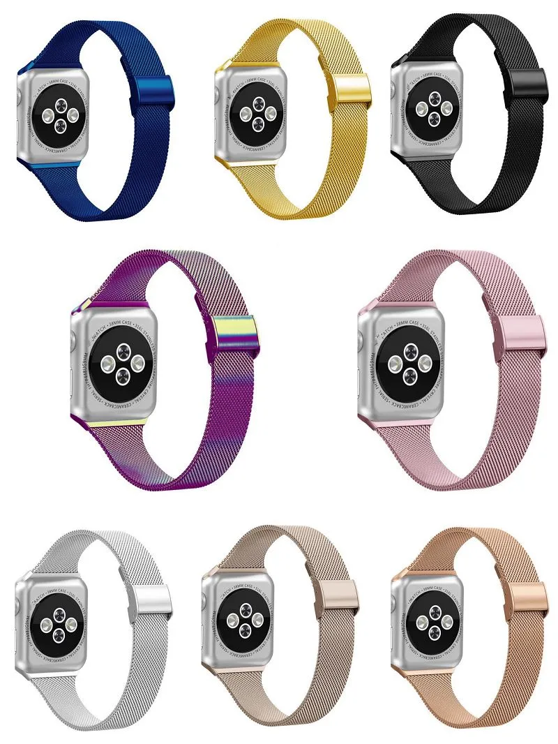 Cinturini intelligenti per cinturino Apple Watch Stretto in acciaio inossidabile milanese 38/40 42/44 mm