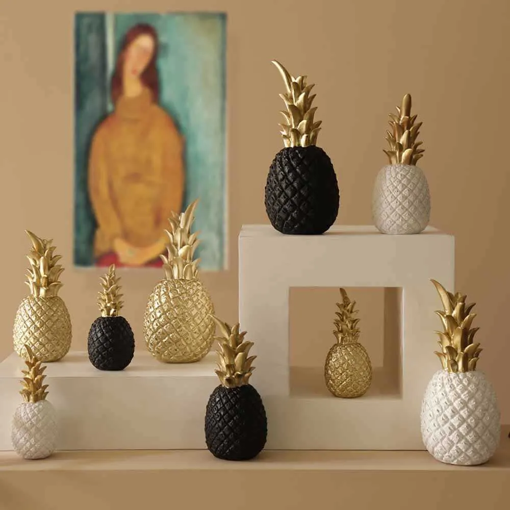 TKer Ananas Ornamento,Resina a Forma di Frutta Nordica Decorazione di Ananas per la Casa Camera da Letto Decorazioni per Il Desktop Ornamenti(Size:l,Color:Bianco