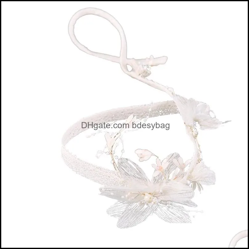 Other Hair Jewelry Jewelryother Bride Wedding Headdress Super Fairy Sweet Pearl Handmade Hairband Lace Aessories Romantic Drop Delivery 2021