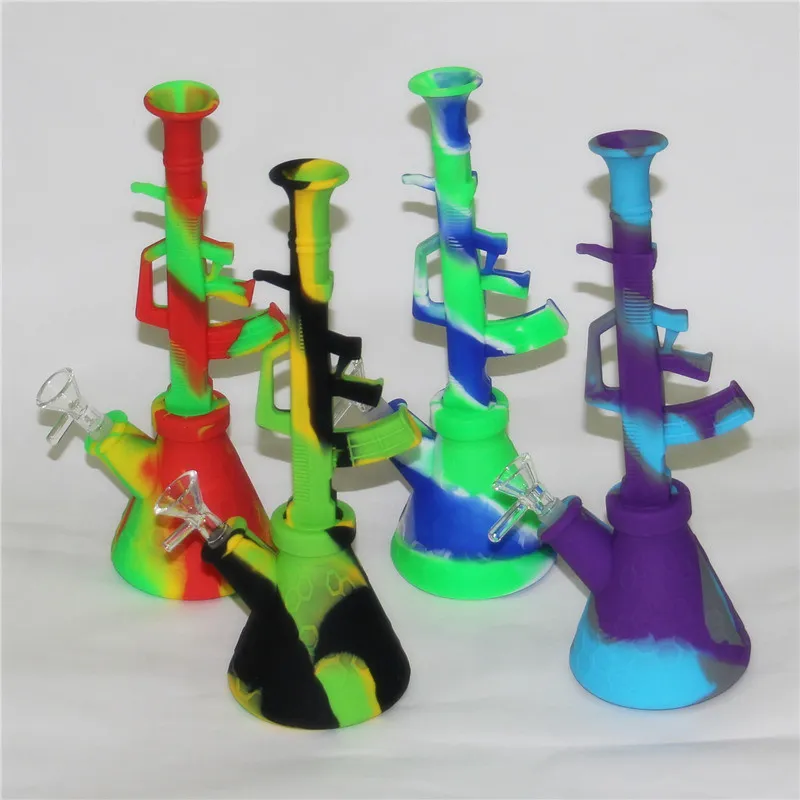 AK47 Silikon Bongs Cam Su Borular Shisha Nargile Bong Sigara İçme Filtresi Kaseler Kuvars Banger Çiviler Dab Rigs