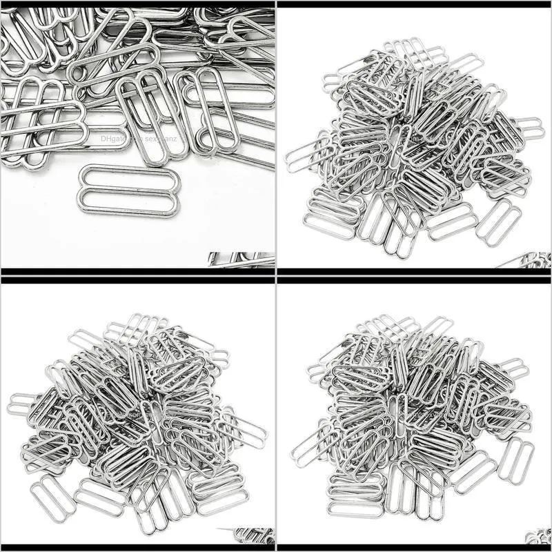 100 pieces metal silver bra strap adjuster slider hook fig 8 lingerie buckle clips 19mm - silver