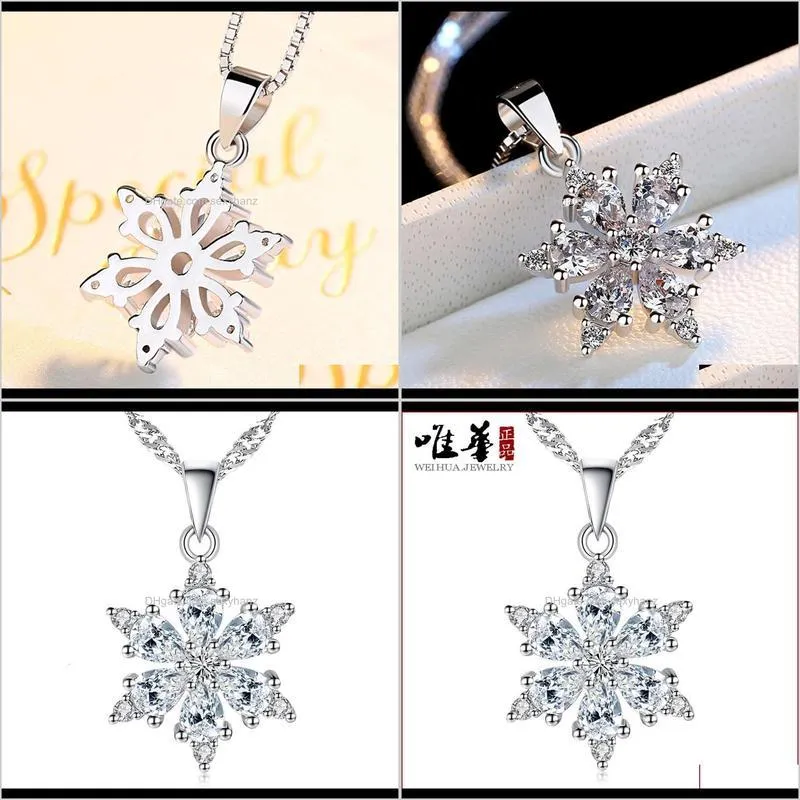 weihua new korean necklace silver plated jewelry lucky snowflake fashion temperament pendant