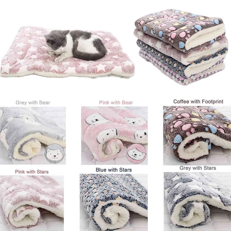 Одеяло собака кровать кота коврик мягкий коралловый флис зима утолщение теплые спальные кровати для мелких собак кошек домашних животных