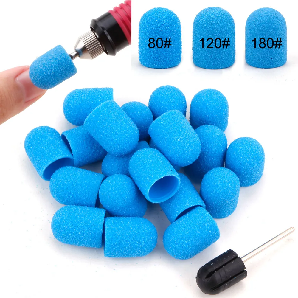 50 pcs lixamento broca de cerâmica com Rubbe Gel Removedor Pedicure Caps Polimento Manicure Milling Cortador Nails Ferramenta