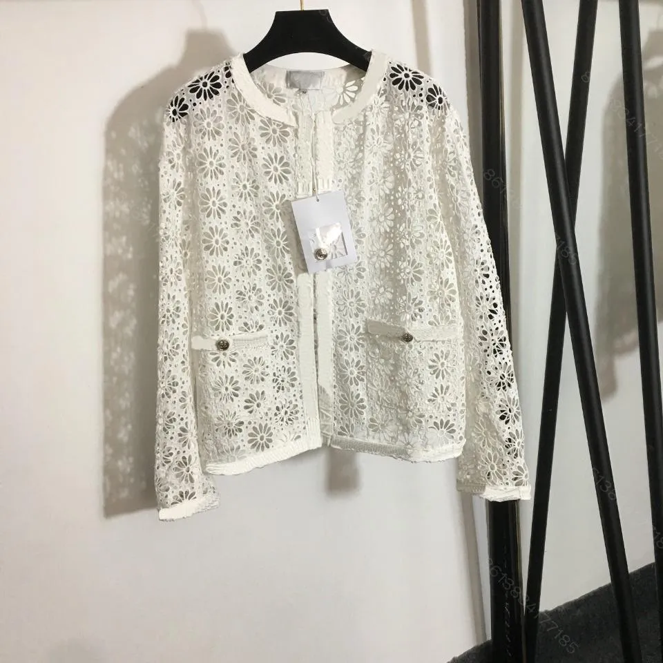 Fashion cc short jacket desinger Sexy lace gown brand womens cch letter lace hollow flower jackets female high-end quality logo letter size SML