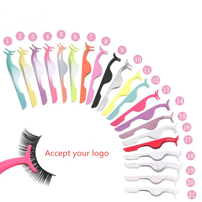 Multifunctional False Eyelashes Curler Tweezers Stainless Auxiliary Eye Lash Applicator Clip makeup tools accept logo printing