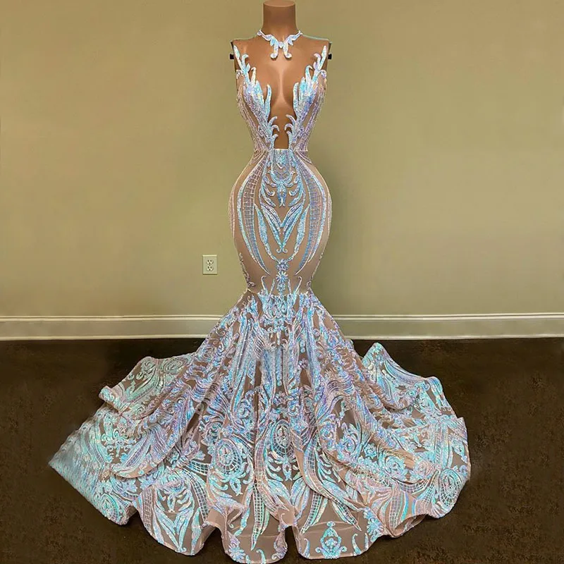 slim fit dress slacks Long V-Neck Mermaid Prom Dress with Glitter Print Rose Gold / 2 main image 1